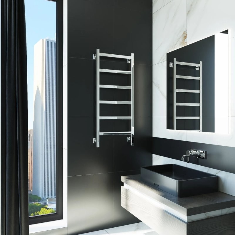 Полотенцесушитель электрический Grota Soffi K 430х1000 NP EL 100x45 см, подключение справа, слева, скрытое подключение справа, глянцевый хром, лесенка