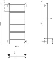 Полотенцесушитель электрический Grota Soffi K 430х1000 NP EL 100x45 см, подключение справа, слева, скрытое подключение справа, глянцевый хром, лесенка
