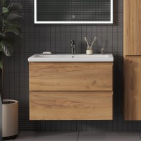 Тумба под раковину без столешницы SanStar Riana 70 подвесная, дуб крафт золотой