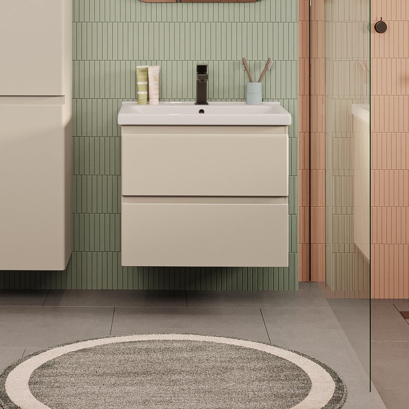 Тумба с раковиной SanStar Riana 60 подвесная, cappuccino, раковина Миранда 60