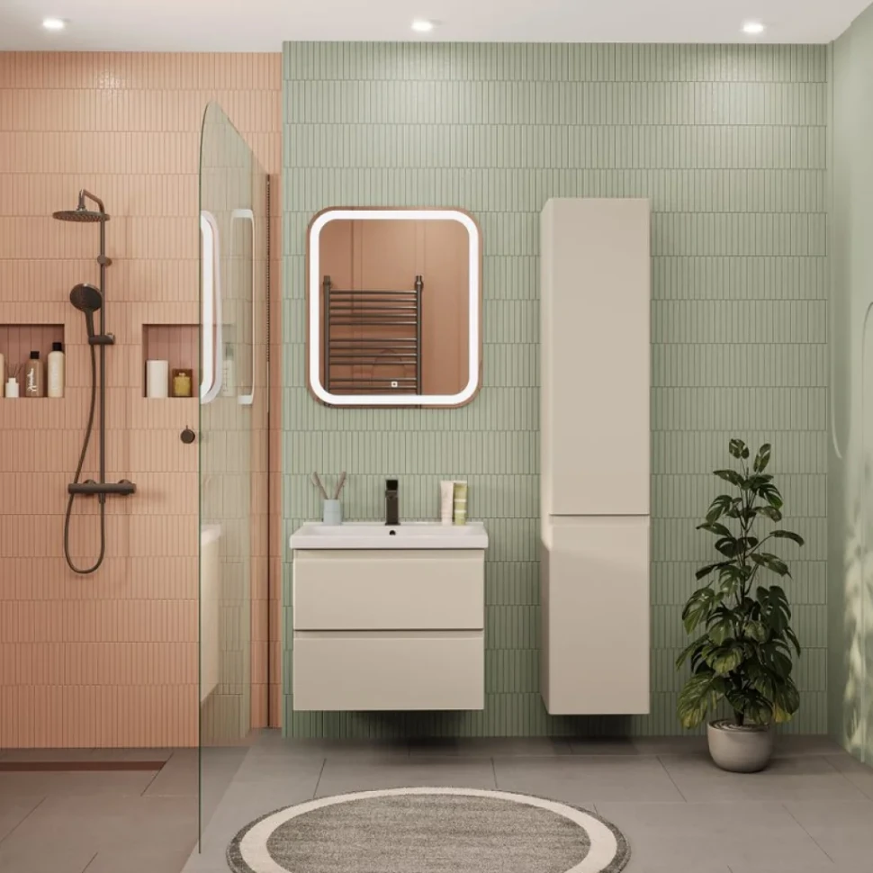 Тумба с раковиной SanStar Riana 60 подвесная, cappuccino, раковина Миранда 60