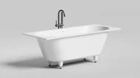 Ванна из искусственного камня Salini Ornella Kit Axis S-Sense 170x75 см, встраиваемая, белая, на ножках, с донным клапаном