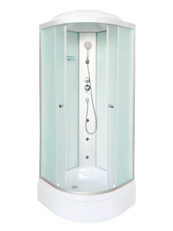 Душевая кабина DTO LM780 с гидромассажем (80х80х215), средний поддон (27), профиль хром, стекло матовое (4 мм), 4 места