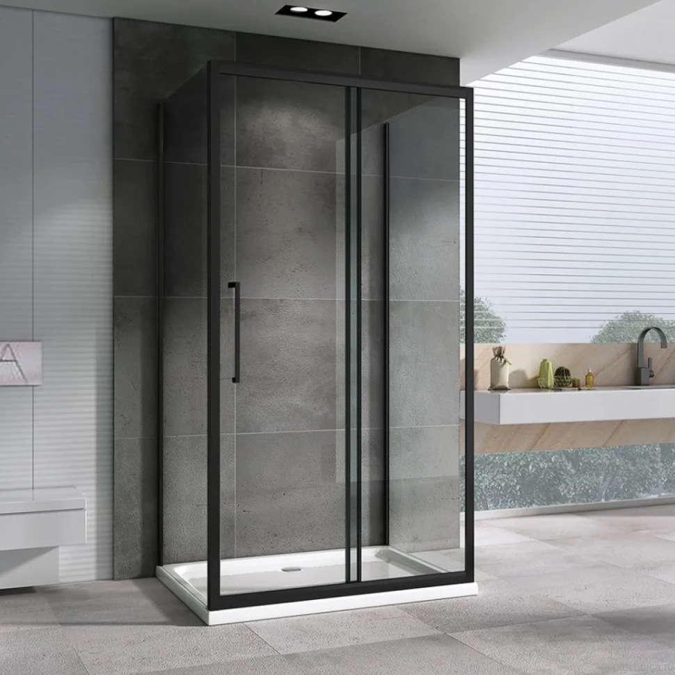 Душевой уголок Abber Schwarzer Diamant AG30100BH-S60B-S60B 100x60, профиль черный,  стекло прозрачное