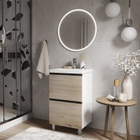 Мебель для ванной комнаты Vigo Cross 50 напольная, 2 ящика, светлое дерево