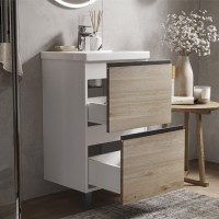 Мебель для ванной комнаты Vigo Cross 50 напольная, 2 ящика, светлое дерево