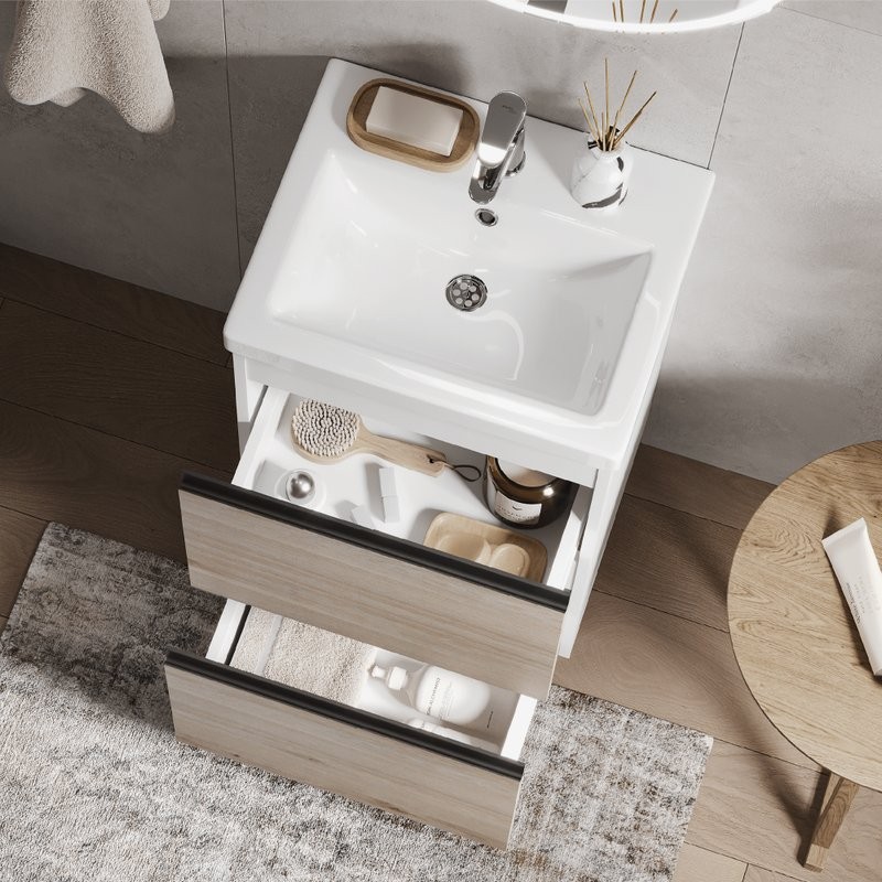 Мебель для ванной комнаты Vigo Cross 50 напольная, 2 ящика, светлое дерево