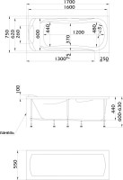 Акриловая ванна 1MarKa Dipsa Премиум 170x75 см, пристенная, белая, с каркасом, с экраном, со сливом-переливом