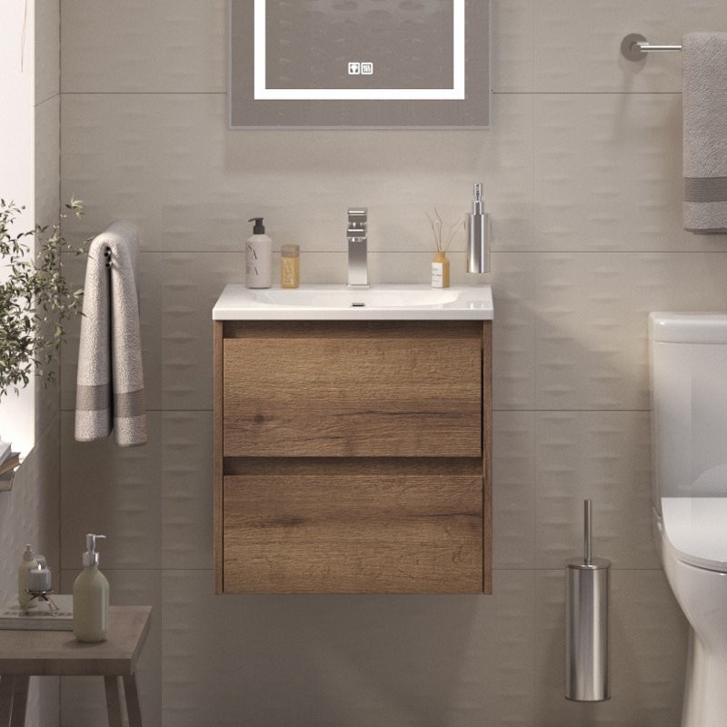 Тумба с раковиной BelBagno Kraft 39 50 rovere tabacco, раковина BB-8099-3-50
