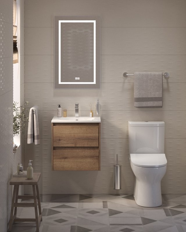 Тумба с раковиной BelBagno Kraft 39 50 rovere tabacco, раковина BB-8099-3-50
