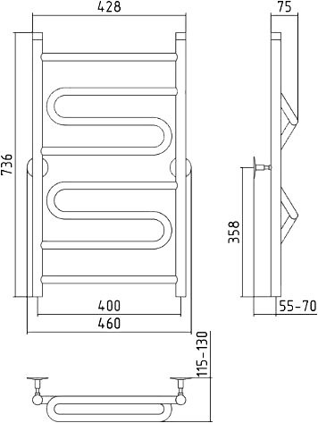 Полотенцесушитель водяной Стилье Универсал-51 00651-8040 75x45 см, глянцевый хром, лесенка