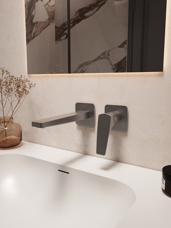 Смеситель для раковины Vincea Puro VBFW-5P01GM С ВНУТРЕННЕЙ ЧАСТЬЮ, вороненая сталь