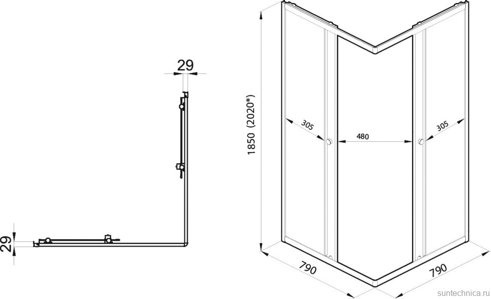 Душевой уголок Triton Вента Хром Вельвет Щ0000067978 80х80, стекло матовое, профиль глянцевый хром
