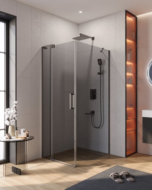 Душевой уголок Cezares Slider AH 1 90-80/90 GRIGIO GM профиль оружейная сталь, стекло серое