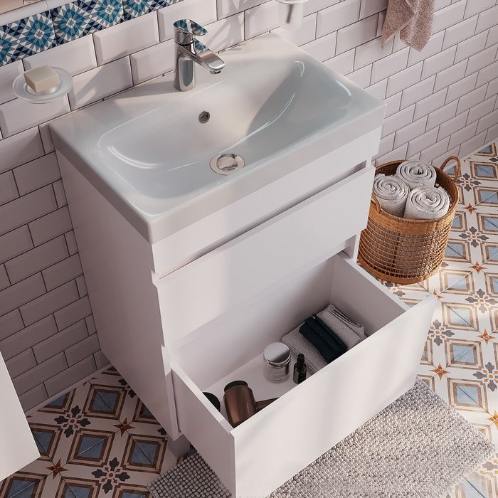 Тумба с раковиной IDDIS Zodiac 60 напольная, с ящиками