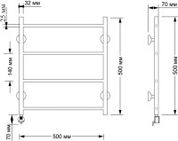 Полотенцесушитель электрический Secado Триада 1 плюс 55x55 см, подключение слева, бронза, лесенка, латунь