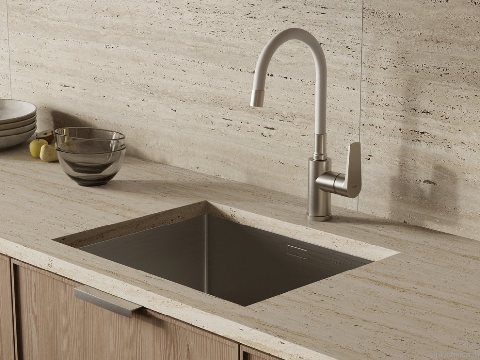 Смеситель для кухни Cersanit Moduo 68232 с гибким изливом, сатин, белый