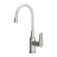 Смеситель для кухни Cersanit Moduo 68232 с гибким изливом, сатин, белый