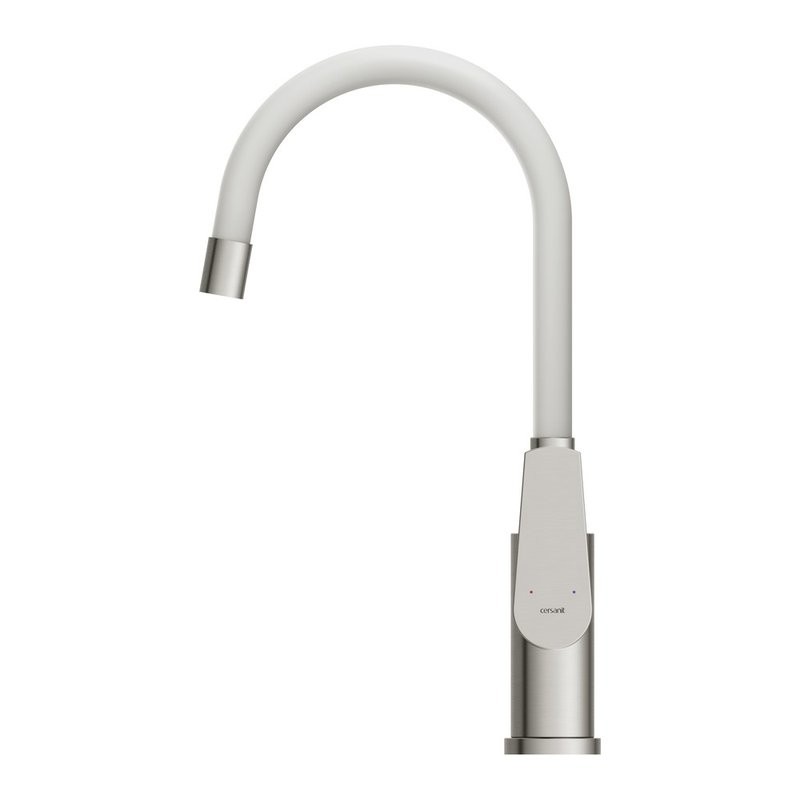 Смеситель для кухни Cersanit Moduo 68232 с гибким изливом, сатин, белый