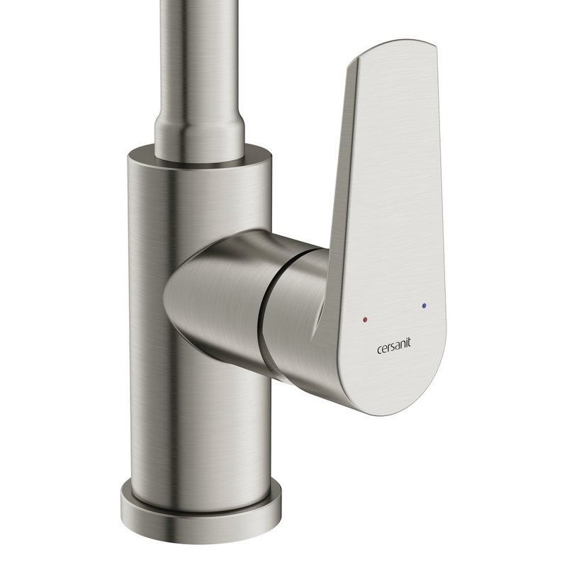 Смеситель для кухни Cersanit Moduo 68232 с гибким изливом, сатин, белый