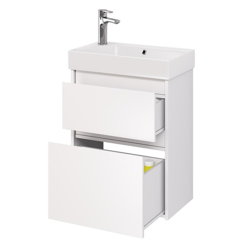 Тумба с раковиной Dreja Slim 55 подвесная, белый глянец