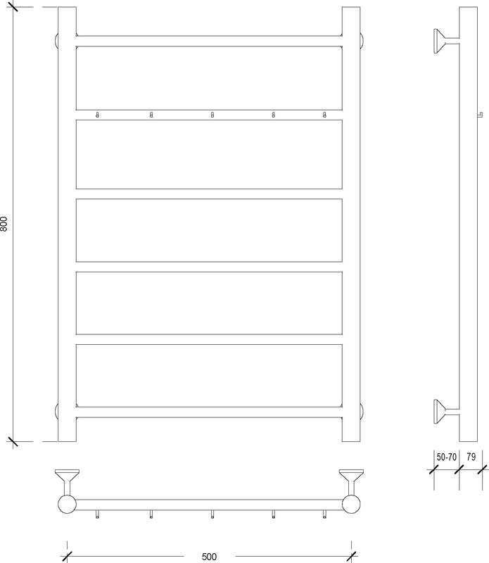Полотенцесушитель водяной Secado Триада 1 К 80x55 см, глянцевый хром, лесенка