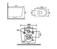 Унитаз подвесной SantiLine SL-5008 с микролифтом, безободковый