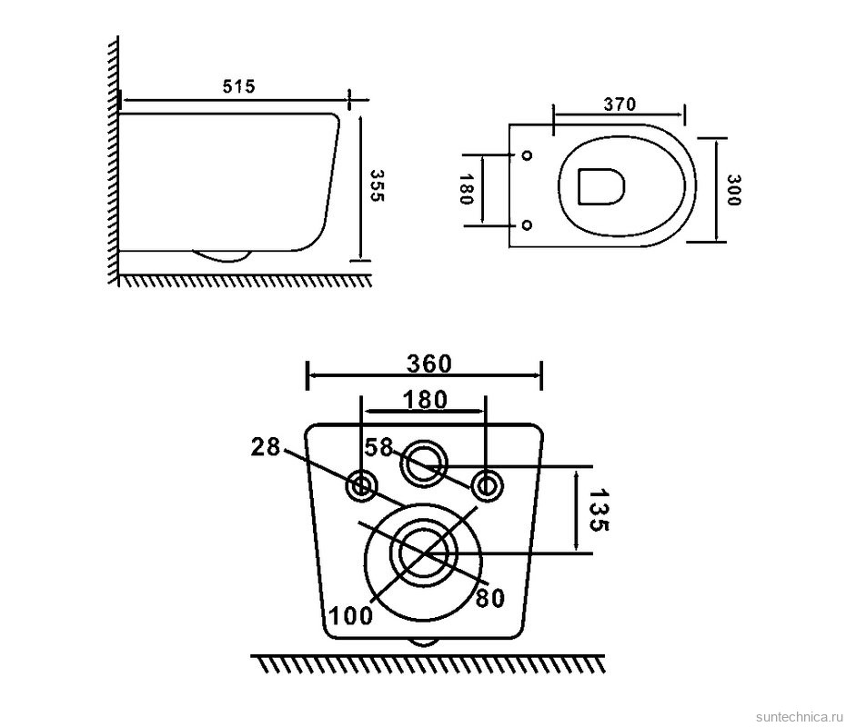 Унитаз подвесной SantiLine SL-5008 с микролифтом, безободковый