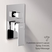 Душевая система с тропическим душем Damixa Gala 953510000 хром, скрытого монтажа, смеситель для 3 потребителей, верхний душ, излив, встраиваемый душевой комплект, гарантия 10 лет, Дания