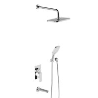 Душевая система с тропическим душем Damixa Gala 953510000 хром, скрытого монтажа, смеситель для 3 потребителей, верхний душ, излив, встраиваемый душевой комплект, гарантия 10 лет, Дания