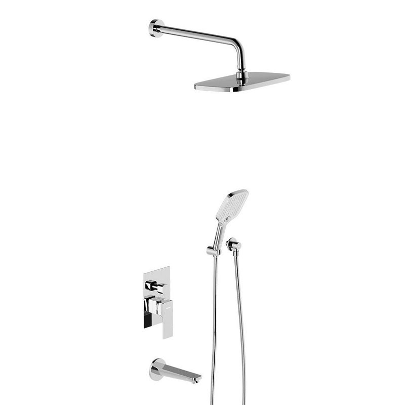 Душевая система с тропическим душем Damixa Gala 953510000 хром, скрытого монтажа, смеситель для 3 потребителей, верхний душ, излив, встраиваемый душевой комплект, гарантия 10 лет, Дания