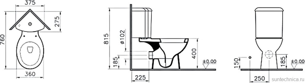 Унитаз-компакт напольный VitrA Arkitekt 9754B003-7201