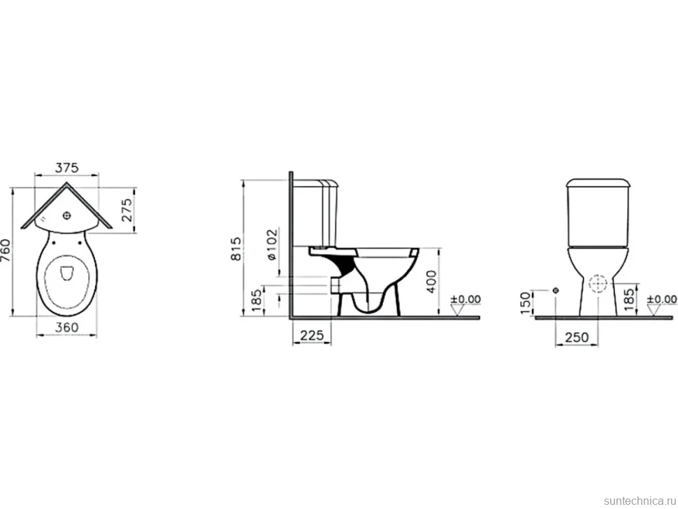Унитаз-компакт напольный VitrA Arkitekt 9754B003-7201