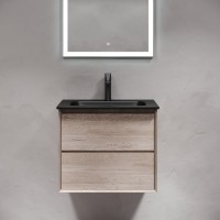 Тумба с раковиной Sancos Marmi 2.0 60 черная раковина, дуб галифакс натуральный