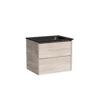 Тумба с раковиной Sancos Marmi 2.0 60 черная раковина, дуб галифакс натуральный