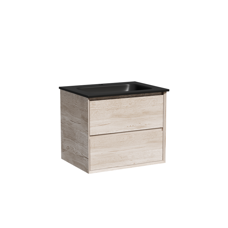 Тумба с раковиной Sancos Marmi 2.0 60 черная раковина, дуб галифакс натуральный