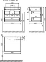 Тумба с раковиной Sancos Marmi 2.0 60 черная раковина, дуб галифакс натуральный