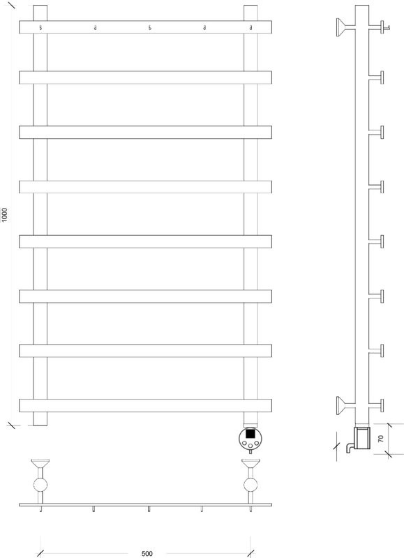Полотенцесушитель электрический Secado Понтида 1 К, R 100x60 см, подключение справа, глянцевый хром, лесенка