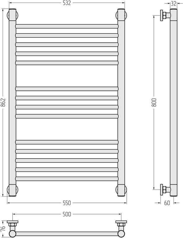 Полотенцесушитель водяной Сунержа Богема + 80x50, золото