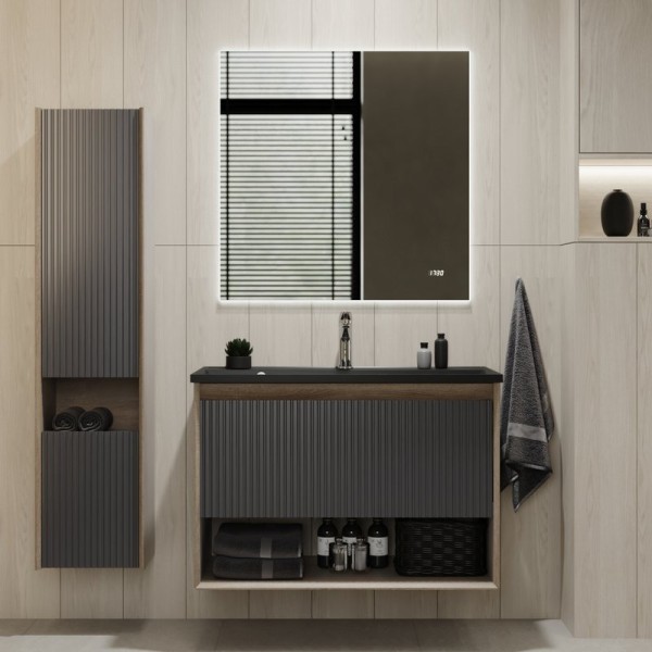 Мебель для ванной комнаты Jorno Tossony 90 дуб самдал, антрацит