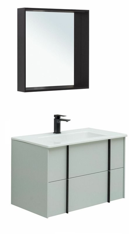 Мебель для ванной комнаты Allen Brau Reality 80 подвесная, папирус матовый, раковина Fantasy Flat 82x47, без перелива, белая