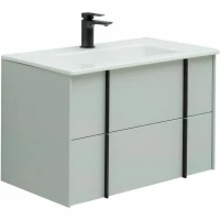 Мебель для ванной комнаты Allen Brau Reality 80 подвесная, папирус матовый, раковина Fantasy Flat 82x47, без перелива, белая