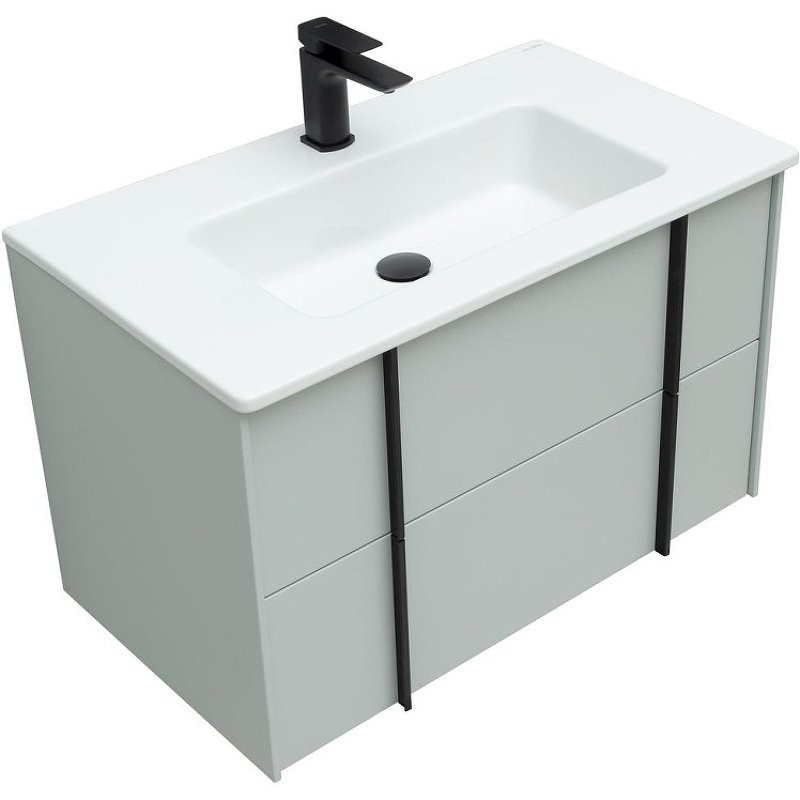 Мебель для ванной комнаты Allen Brau Reality 80 подвесная, папирус матовый, раковина Fantasy Flat 82x47, без перелива, белая