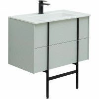 Мебель для ванной комнаты Allen Brau Reality 80 подвесная, папирус матовый, раковина Fantasy Flat 82x47, без перелива, белая