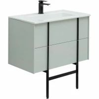 Мебель для ванной комнаты Allen Brau Reality 80 подвесная, папирус матовый, раковина Fantasy Flat 82x47, без перелива, белая
