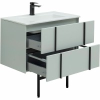 Мебель для ванной комнаты Allen Brau Reality 80 подвесная, папирус матовый, раковина Fantasy Flat 82x47, без перелива, белая