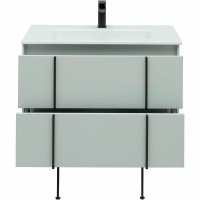 Мебель для ванной комнаты Allen Brau Reality 80 подвесная, папирус матовый, раковина Fantasy Flat 82x47, без перелива, белая