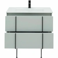 Мебель для ванной комнаты Allen Brau Reality 80 подвесная, папирус матовый, раковина Fantasy Flat 82x47, без перелива, белая