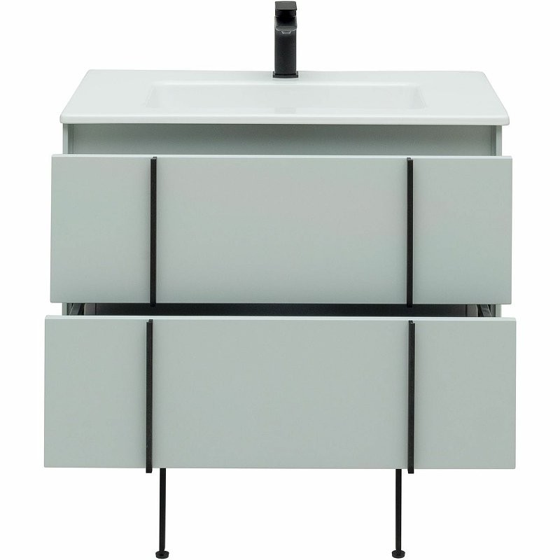 Мебель для ванной комнаты Allen Brau Reality 80 подвесная, папирус матовый, раковина Fantasy Flat 82x47, без перелива, белая