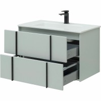 Мебель для ванной комнаты Allen Brau Reality 80 подвесная, папирус матовый, раковина Fantasy Flat 82x47, без перелива, белая